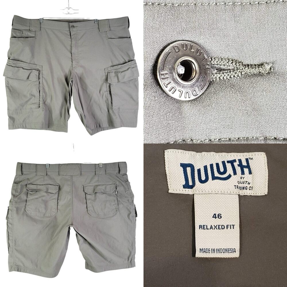 Duluth Trading Co Cargo Shorts Men's Size 46 Gray Flex Dry On The Fly Pockets